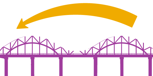 Bridge with arrow above pointing left